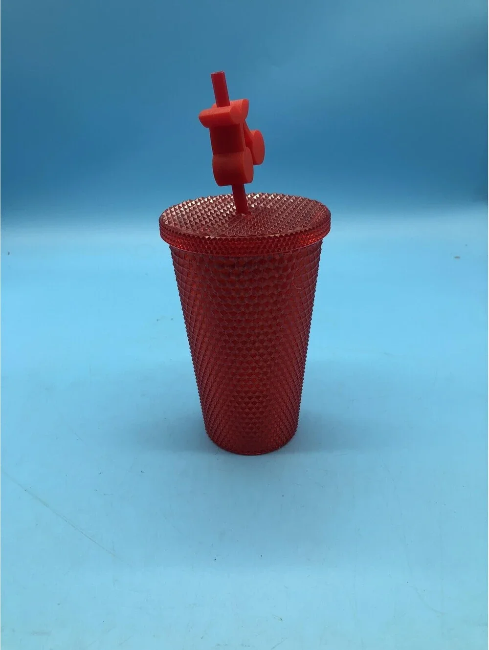 Cherry On Top Studded Tumbler 20oz Red Plastic Straw Lid Cherries Drink Cup
